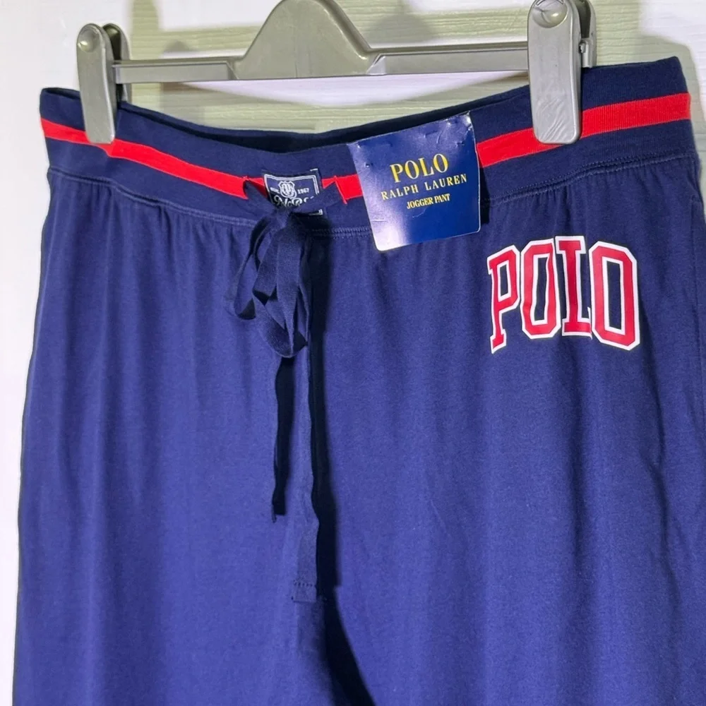 Polo Ralph Lauren Blue pajama Joggers with Red Logo